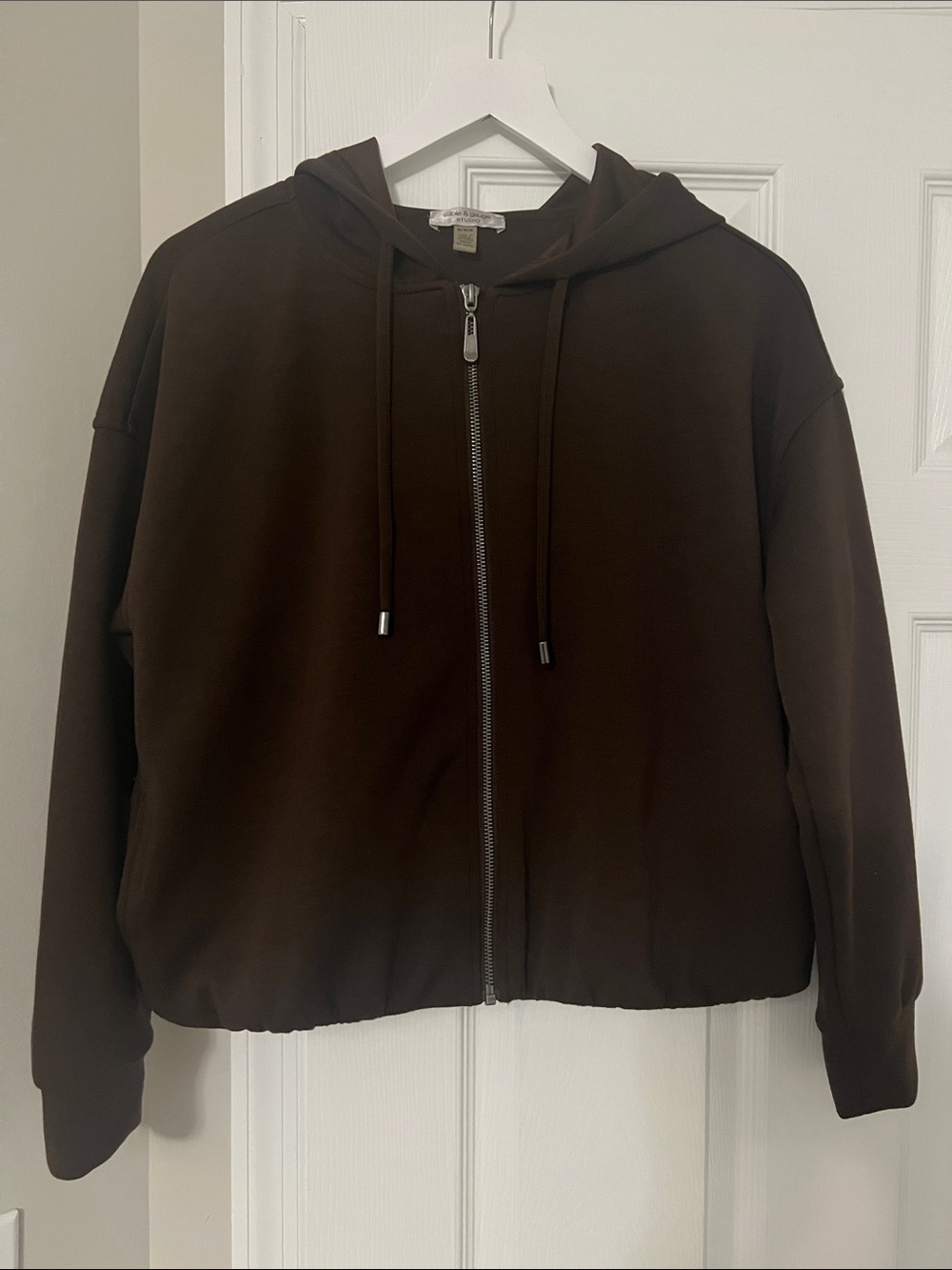 Cable & Gauge Brown Hooded Zip-Up Sweatshirt